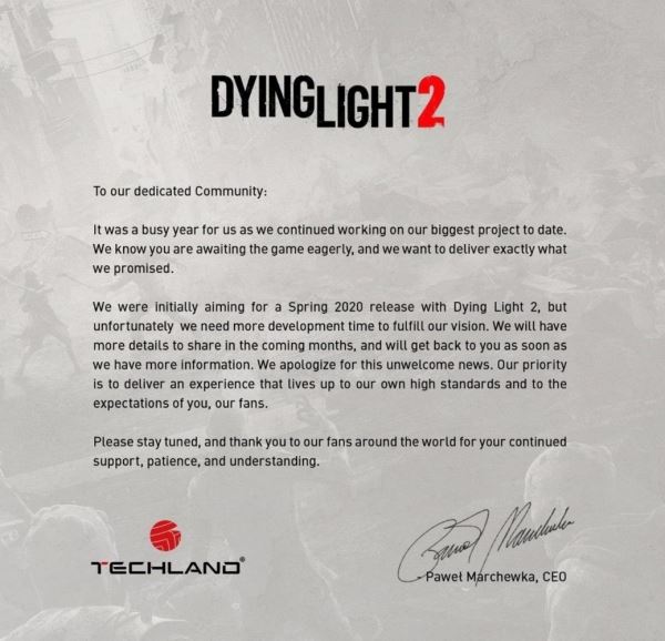 Еще одни. Авторы Dying Light 2 перенесли релиз игры